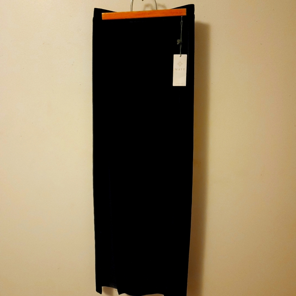 WAYF Black Velour Velvet Maxi Skirt NWT Size S